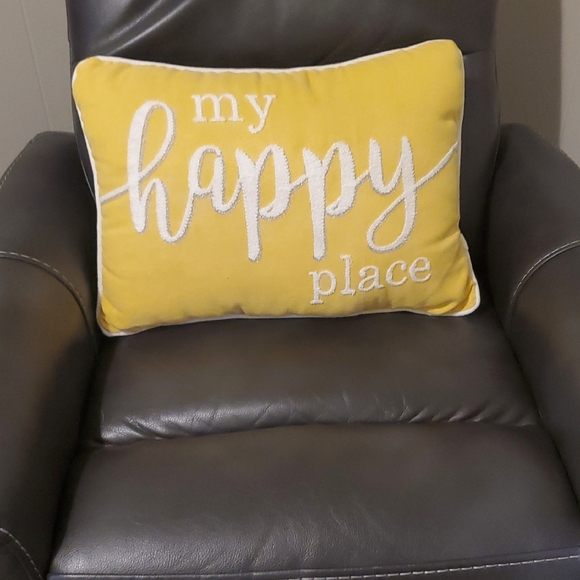 Yellow 'My Happy Place' Decorative Pillow - Picture 1 of 3